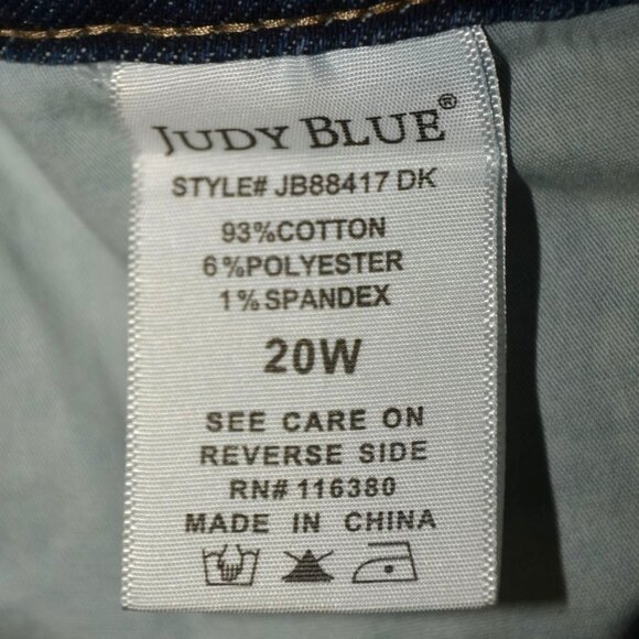 Judy Blue Hi-Waisted Tummy Control Clean Skinny Fit Denim 88417 Womens Size 20W - Picture 12 of 13